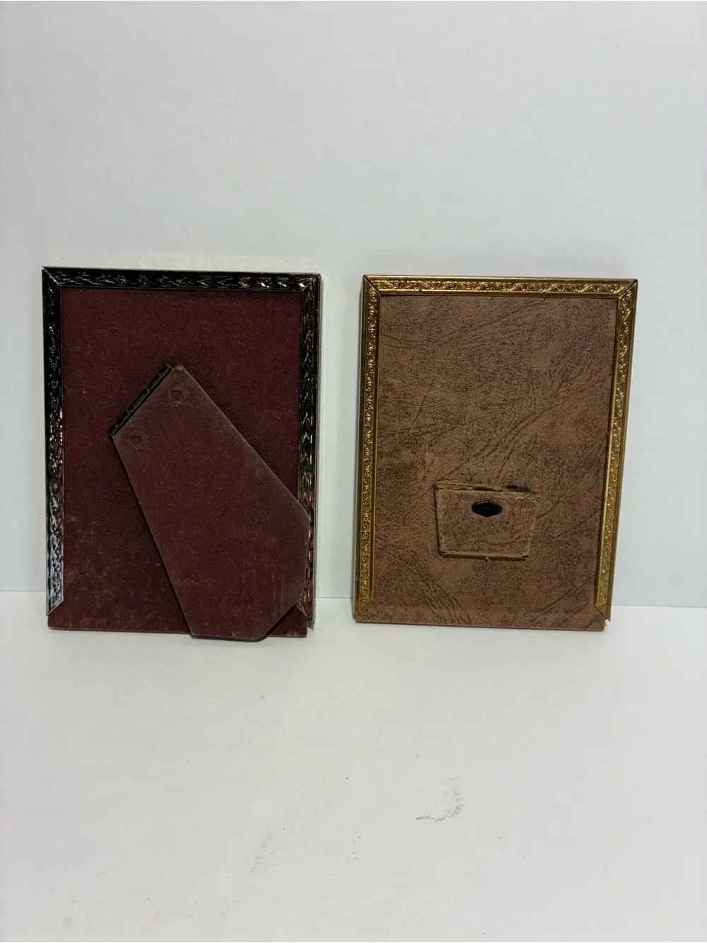 Set of 2 Vintage Style Metal Photo Frames Gold & Silver Ornate 3x4